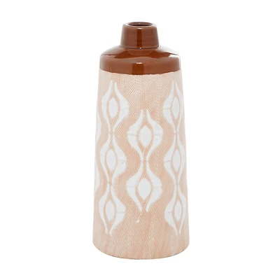Tan Porcelain Traditional Vase 12" x 5" x 5"