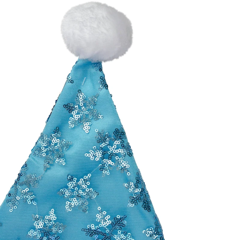 14" Adult Medium Sequin Snowflake Santa Hat