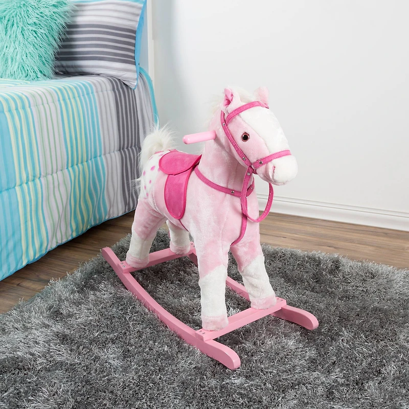 Toy Time Pink Plush Rocking Horse