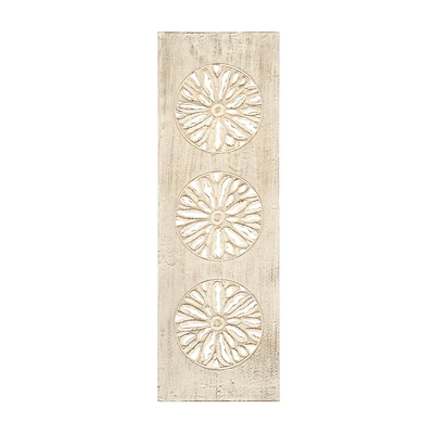 Cream Distressed Carved Floral Wall Décor