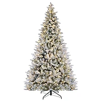 7.5ft. Pre-Lit Alexa Enabled Flocked Mountain Fir Artificial Christmas Tree, Multicolor LED Lights