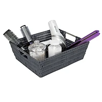 Simplify Charcoal Shelf Storage Rattan Tote Basket