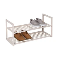 Honey Can Do White Wash 2-Tier Stackable Bamboo Shoe Rack