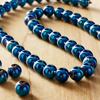 Iris Blue Round Glass Beads, 8mm by Bead Landing™