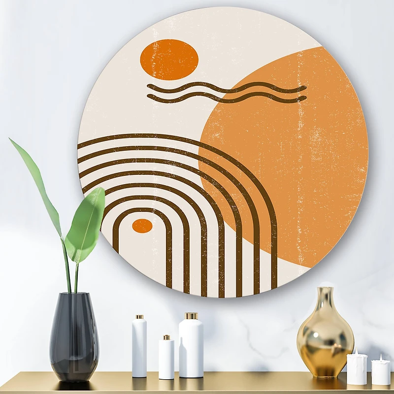 Designart - Abstract Rainbow Sun and Moon In Earth Tones II