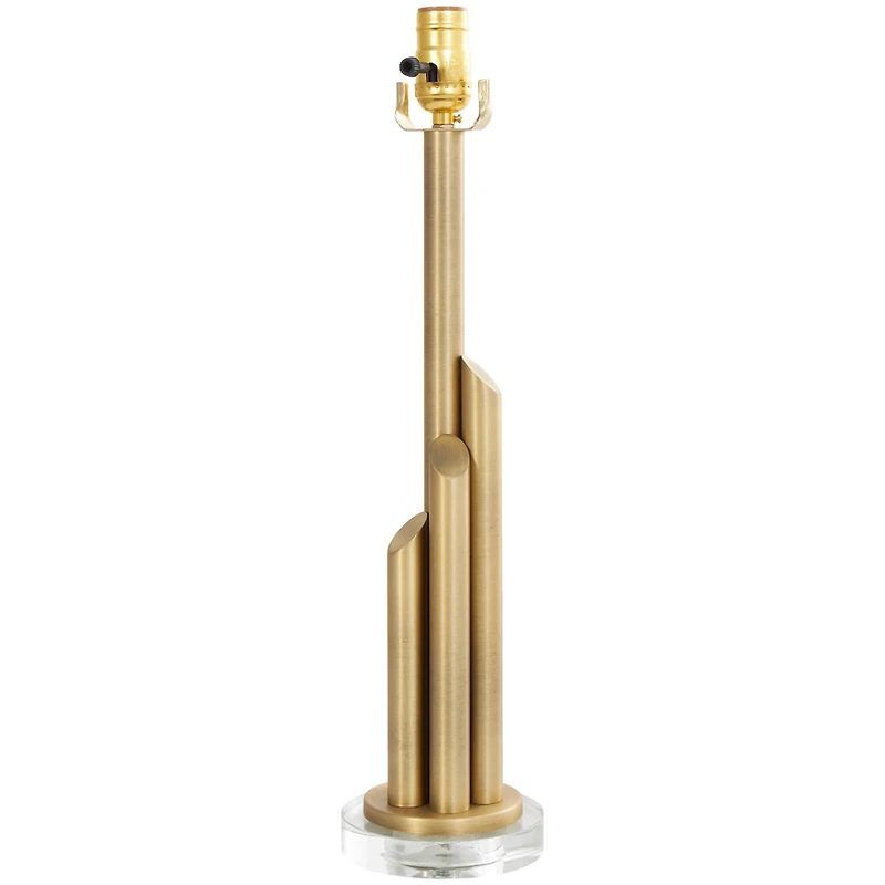 2ft. Gold Metal Abstract Tiered Pillar Accent Lamp with Glass Base