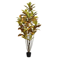 6ft. Potted Artificial Green & Orange Croton Tree