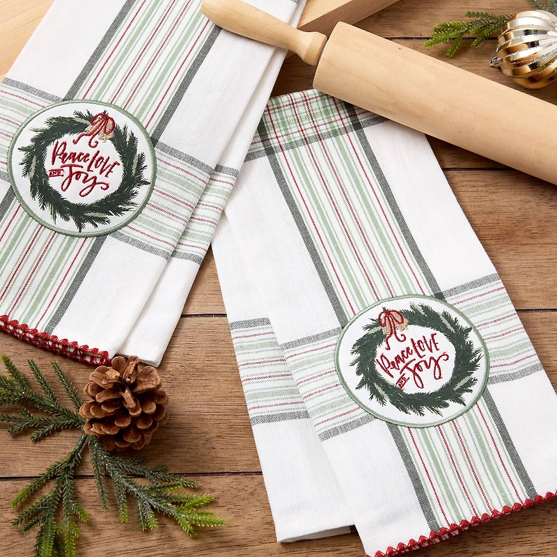 Peace Love Joy Embellished Dishtowel Set/2