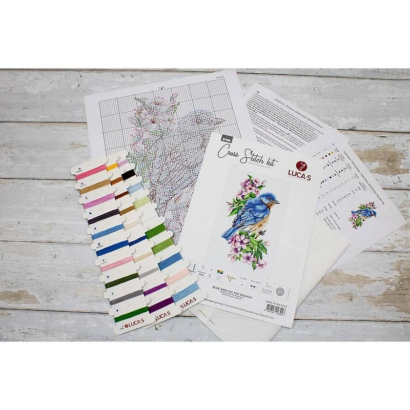 Luca-s Blue Bird On The Branch Counted Cross Stitch Kit