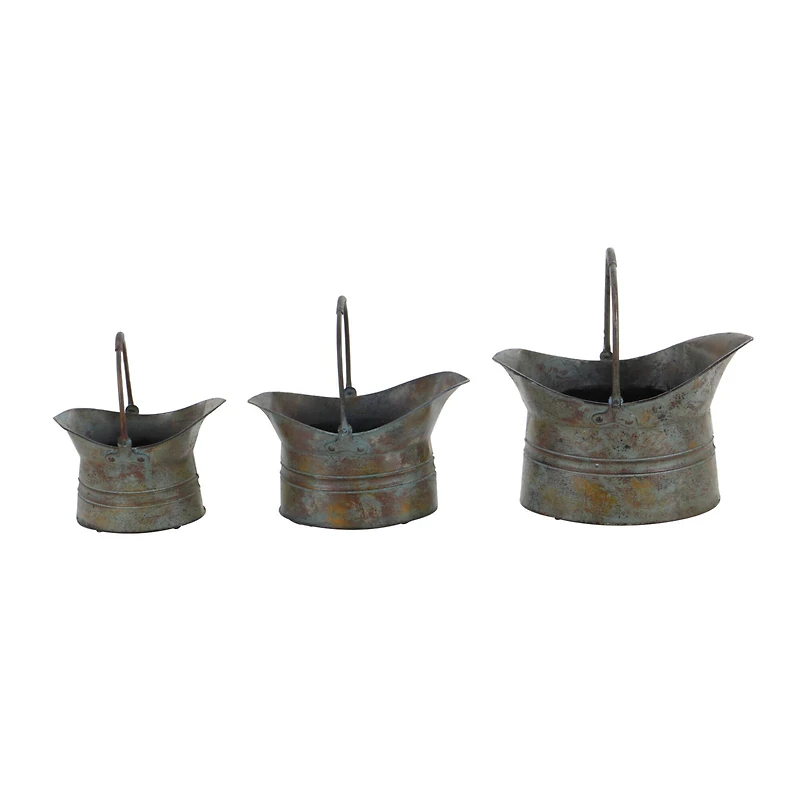 Silver Metal Rustic Planter Set