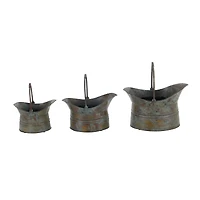 Silver Metal Rustic Planter Set