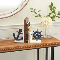 6" Blue Metal Coastal Bookends