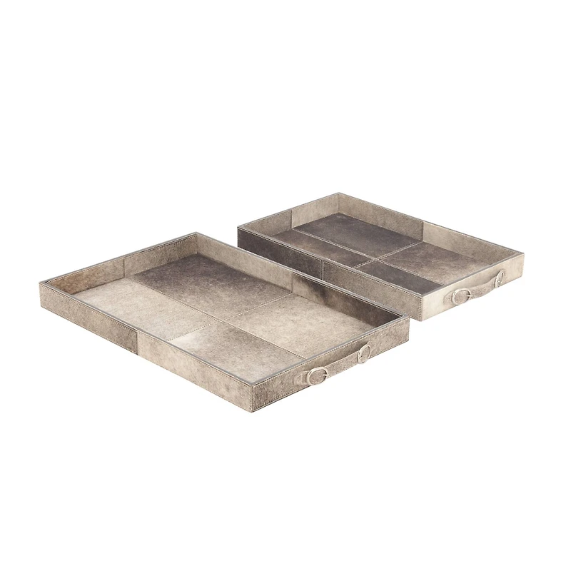Gray Wood Traditional Tray Set