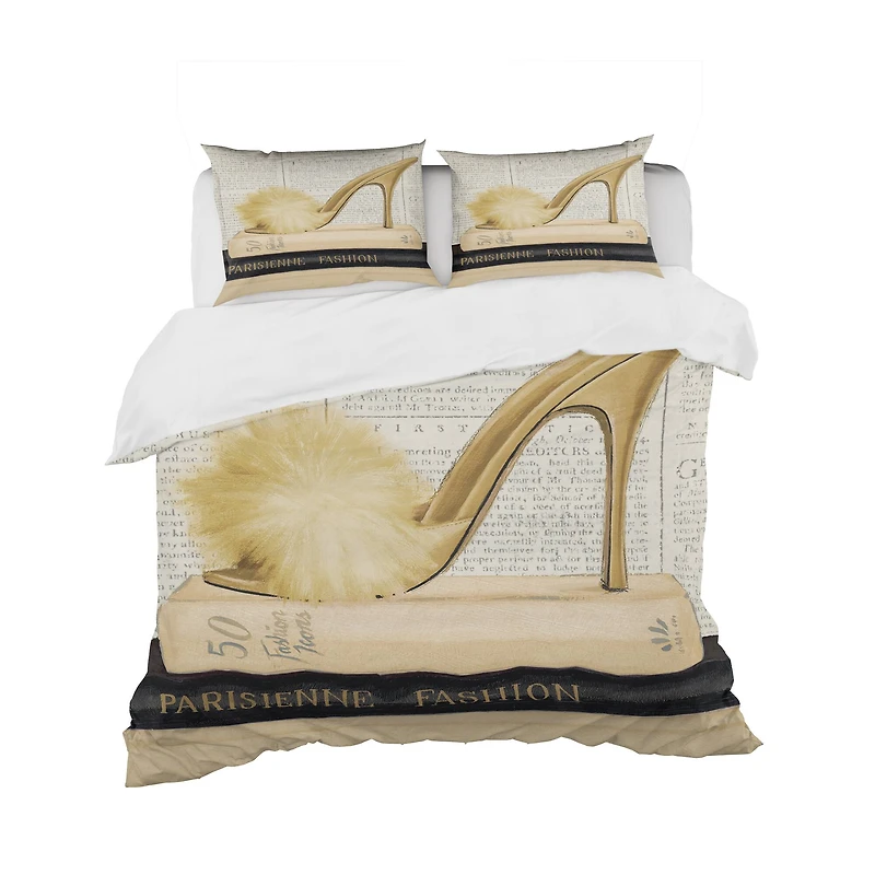 Designart 'Gold Fashion High Hells II' Glam Bedding Set