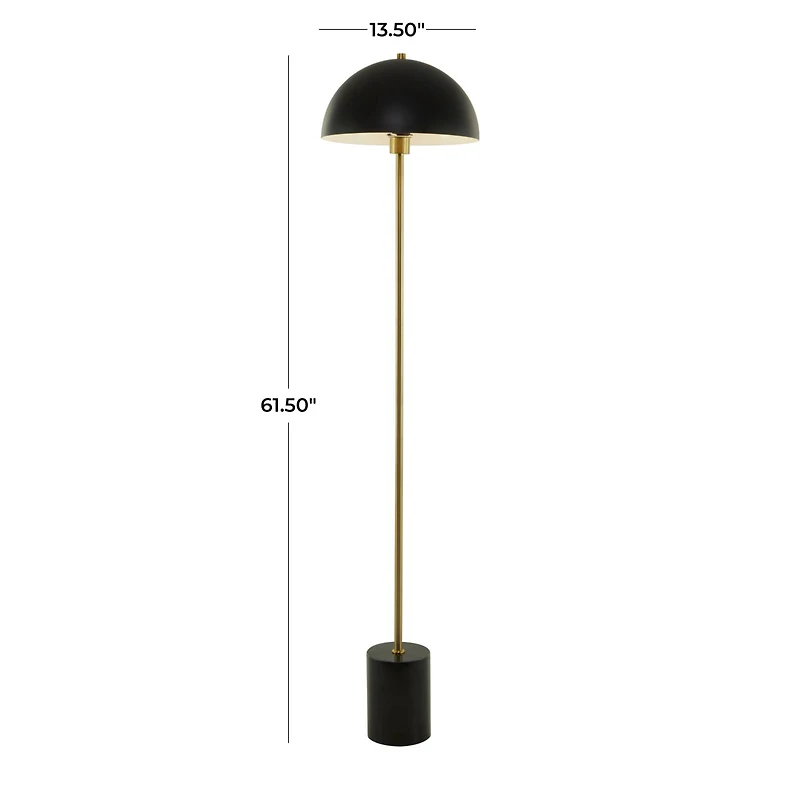Black Metal Contemporary Floor Lamp, 14" x 14" x 62"