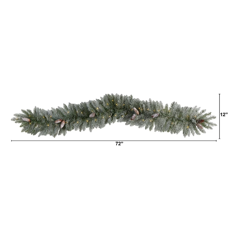 6ft. Pre-Lit LED Frosted Christmas Garland with Pinecones