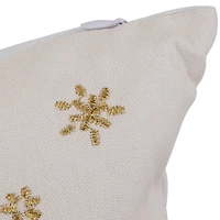 18" Embroidered "Merry Christmas" Wreath Cotton Square Throw Pillow