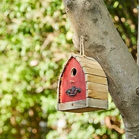 Glitzhome® 8.5" Washed Red Distressed Wood Birdhouse