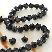 Jet Black Faceted Glass Round Beads, 6mm by Bead Landing™