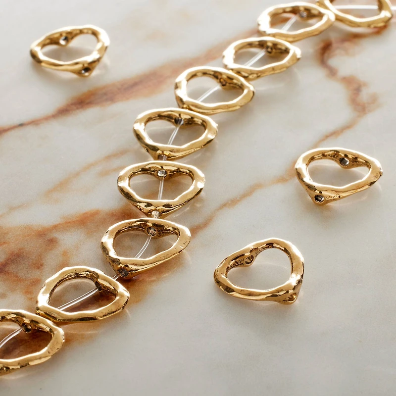 Gold Metal Heart Beads, 13mm by Bead Landing™