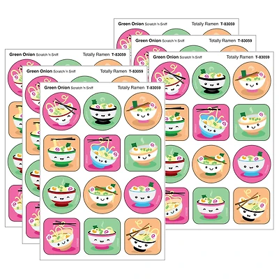 TREND Enterprises® Totally Ramen, Green Onion Scent Scratch 'n Sniff Stinky Stickers®, 6 Packs of 48