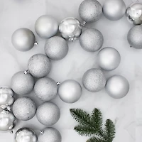 60ct. 2.5" 4-Finish Silver Shatterproof Ball Ornaments