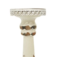 Brown & White Traditional Candle Holder Set, 13" & 15"