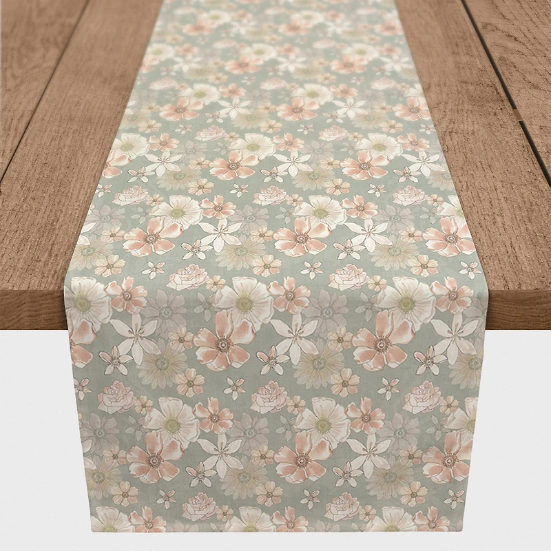 Large Florals Cotton Twill Runner