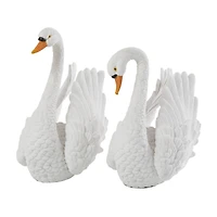 Textured White Swan Tabletop Décor Set
