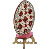 Wonderland Crafts Red, White & Gold Egg Cross Stitch on Wood Kit