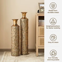 Glitzhome®  Gold Embossed Verdigris Metal Floor Vases Set