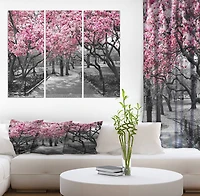 Designart Photographic Floral Cherry Blossoms Landscapes On Wrapped Canvas Set