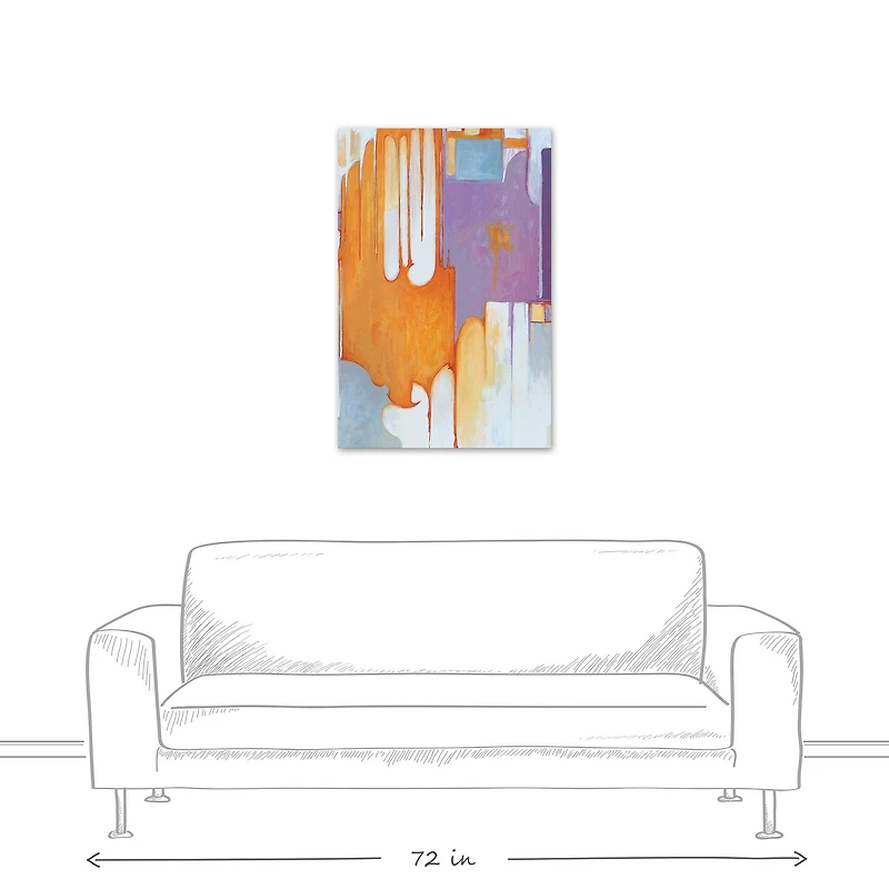 Orange And Purple Abstract 24" x 36" Canvas Wall Art