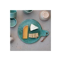 Hello Honey® 13.75" Aqua Round Stoneware Cheese Board with Leather Tie