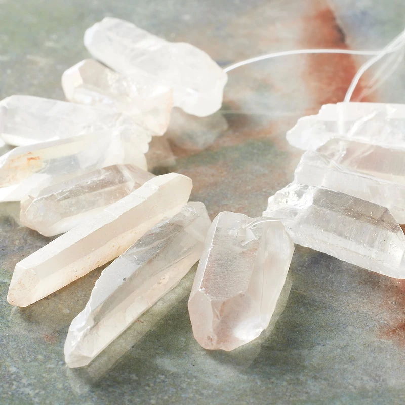 12 Pack: Rose Crystal Luster Stone Stick Beads by Bead Landing™