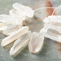 12 Pack: Rose Crystal Luster Stone Stick Beads by Bead Landing™