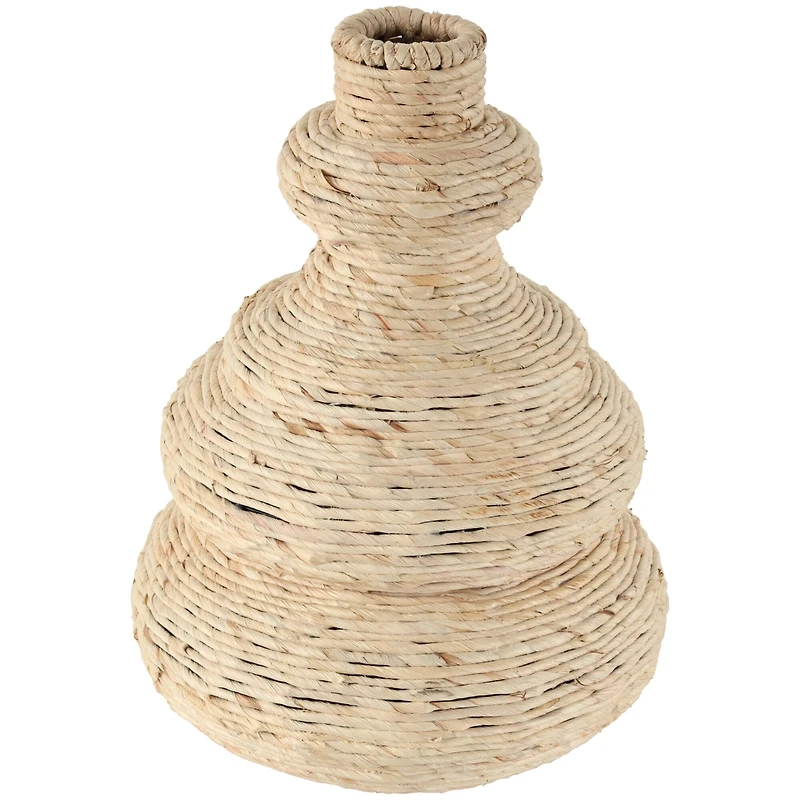 14" Beige Seagrass Handmade Wrapped Vase