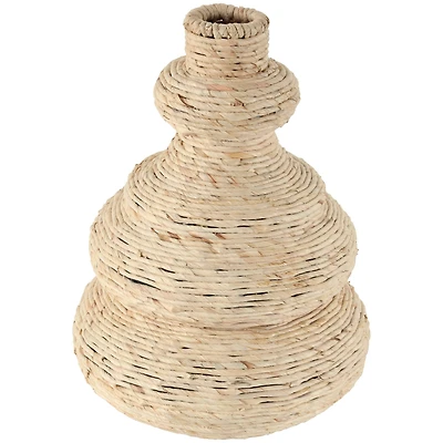 14" Beige Seagrass Handmade Wrapped Vase
