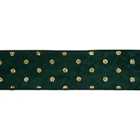 2.5" x 20ft. Green & Gold Dots Wired Ribbon by Celebrate It®