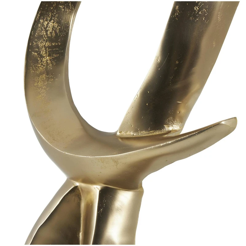 5ft. Gold Abstract Looped Aluminum Floor Sculpture with Black Marble Base