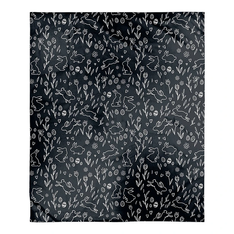 Easter Bunny Pattern Blanket 50" x 60" Sherpa Fleece Blanket