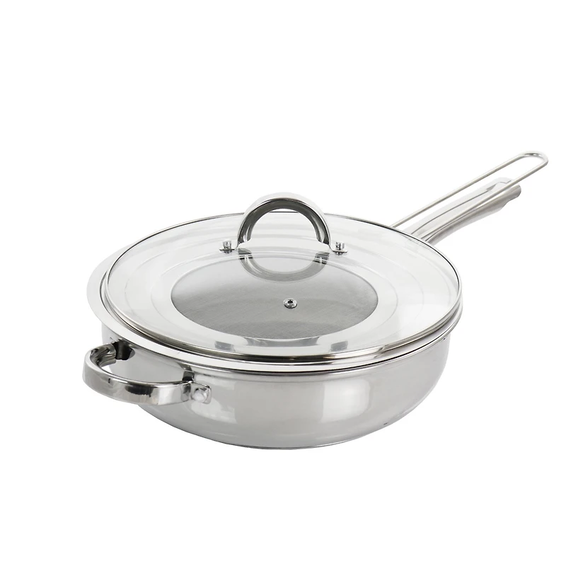 Oster Sangerfield 4qt. Stainless Steel Sauté Pan with Lid and Splatter Guard