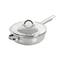 Oster Sangerfield 4qt. Stainless Steel Sauté Pan with Lid and Splatter Guard