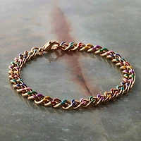 7.5" Rainbow & Gold Enamel Curb Charm Bracelet by Bead Landing™