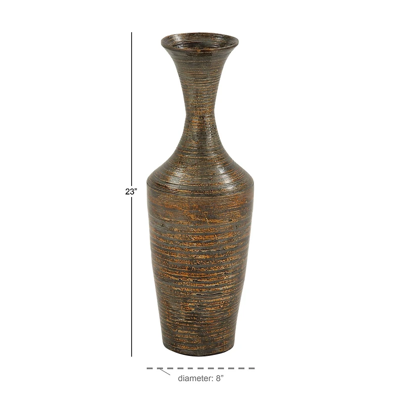 Dark Brown Bamboo Traditional Vase