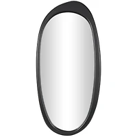 51" Black Wooden Abstract Oval Framed Wall Mirror
