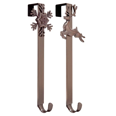 Haute Decor Bronze Reindeer & Snowflake Adjustable Wreath Hangers, 2ct.