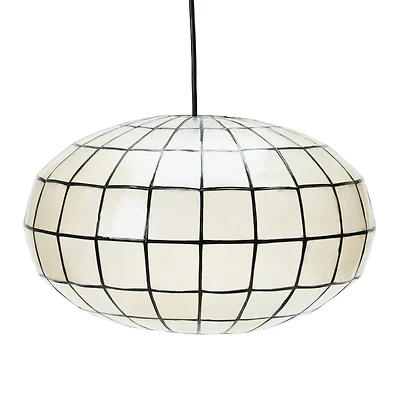 Hello Honey® 16" White Capiz Seashell & Black Oblong Ceiling Light