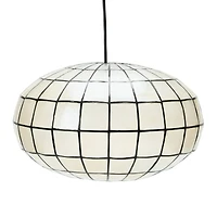 Hello Honey® 16" White Capiz Seashell & Black Oblong Ceiling Light