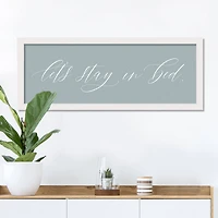 Let's Stay In Bed 37.63" x 13.63" White Framed Canvas